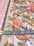 Anna Sui Butterfly Printed Satin Striped Polyester Chiffon - Pink / Orange / Blue / Yellow