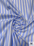 Vertical Striped Cotton Shirting - Blue / Yellow / White
