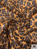 Animal Pattern Printed Sequins on Tulle - Turmeric / Black / Brown
