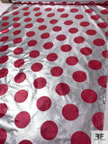 Circles Foil Printed Vinyl - Silver / Cherry Red