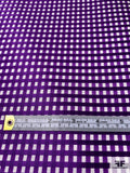 Oscar de la Renta Yarn-Dyed Textured Plaid Silk Satin with Fused Backing - Purple / Off-White