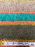 Horizontal Striped Brushed Jacket Weight - Turquoise / Coral / Earth Tones