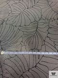 Tropical Leaf Printed Metallic Taupe Mesh Bonded on Heavy Black Knit