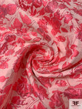 Floral Textured Metallic Brocade - Metallic Pink / Subtle Pink