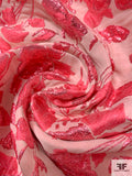 Floral Textured Metallic Brocade - Metallic Pink / Subtle Pink