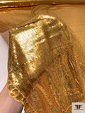 Prabal Gurung Double-Scalloped Fine Sequins on Tulle - Gold