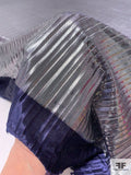 Pleated Knit with Silver Foil Print - Silver / Navy
