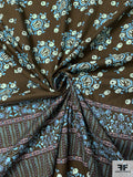 Anna Sui Floral-Inspired Printed Cotton Voile Panel - Army Green / Baby Blue / Light Mint / Dusty Purple