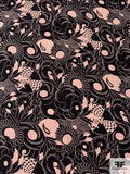 Anna Sui Exotic Floral Printed Rayon Twill - Black / Light Blush