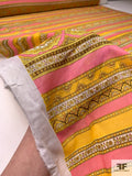 Ethnic Striped Printed Cotton Voile - Marigold / Pink / White / Brown