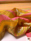 Ethnic Striped Printed Cotton Voile - Marigold / Pink / White / Brown