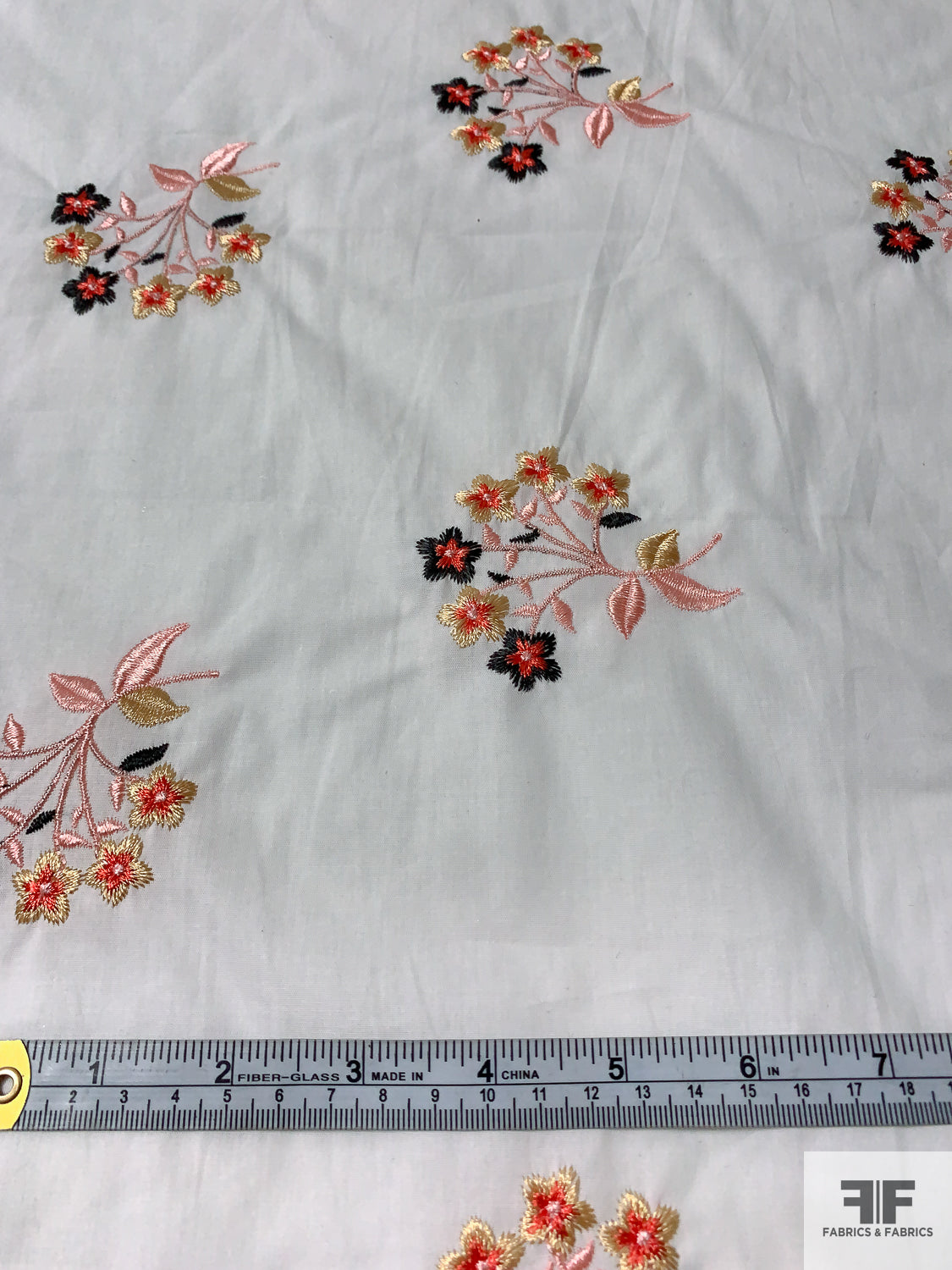Floral Embroidered Cotton Pique - White/Pink