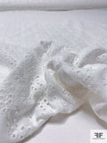 Ditsy Floral Lines Embroidered Eyelet Cotton Voile - White