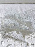 Interlocking Floral Embroidered Eyelet Cotton Voile - Off-White