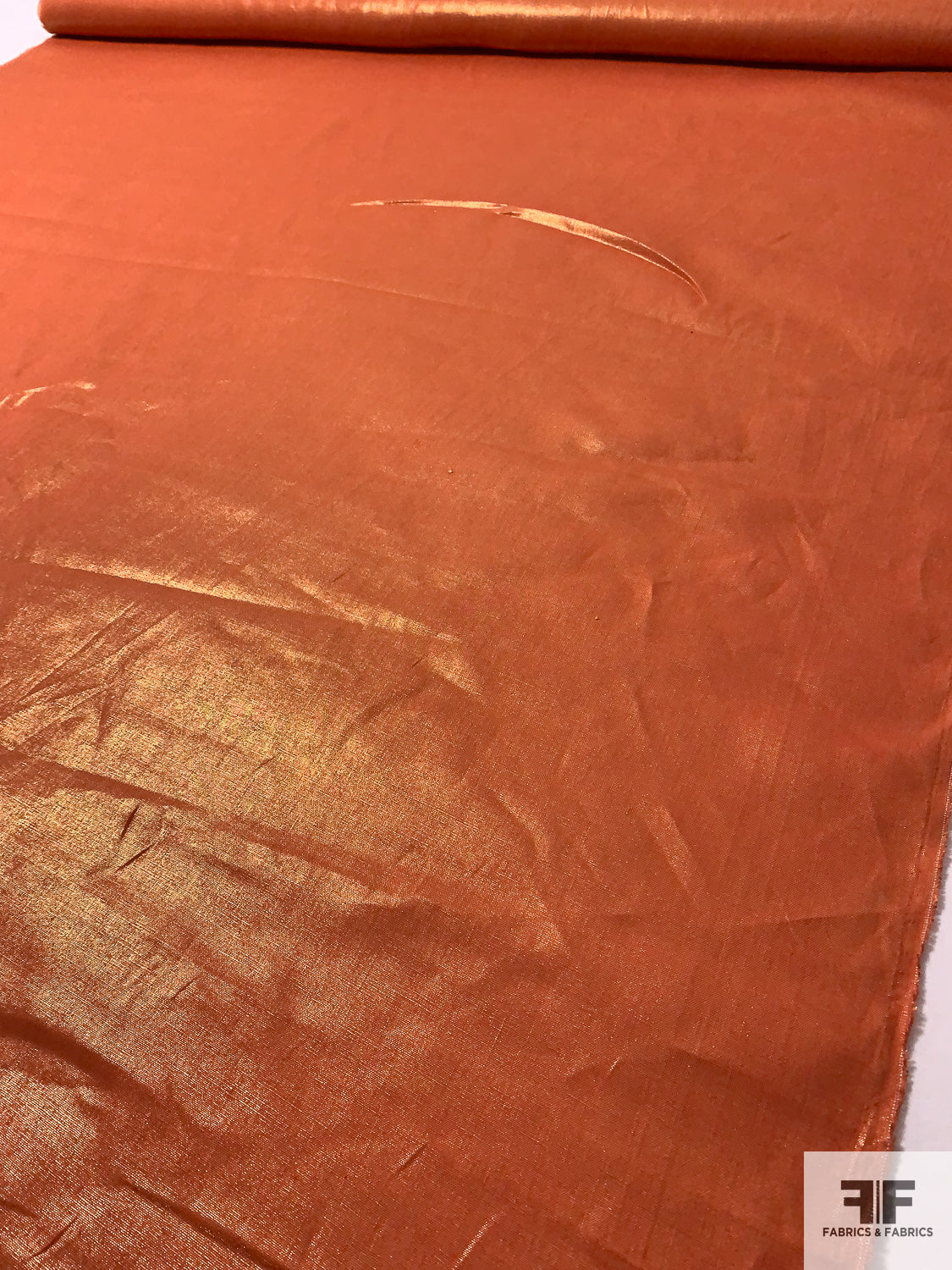 Foil Printed Linen - Dark Orange / Gold