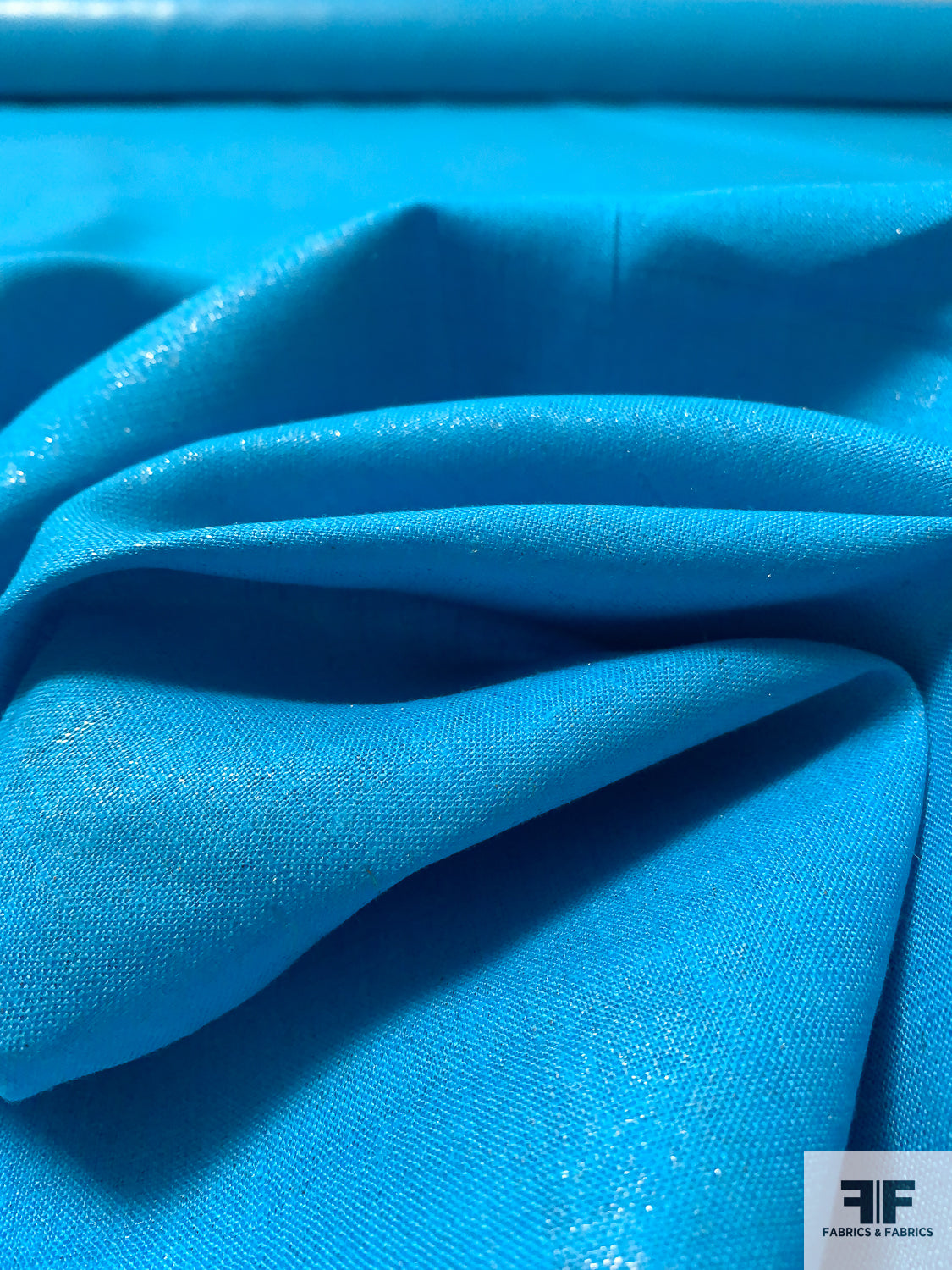 Foil Printed Linen - Turquoise / Gold