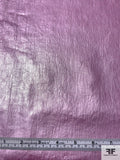 Italian Foil Printed Linen with Faux Leather Finish - Metallic Lilac