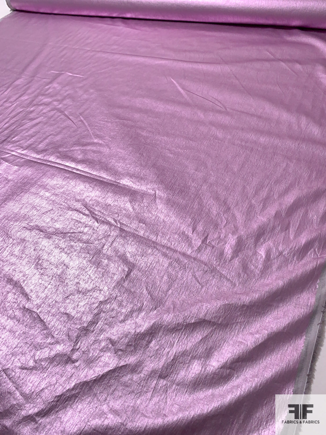Italian Foil Printed Linen with Faux Leather Finish - Metallic Lilac
