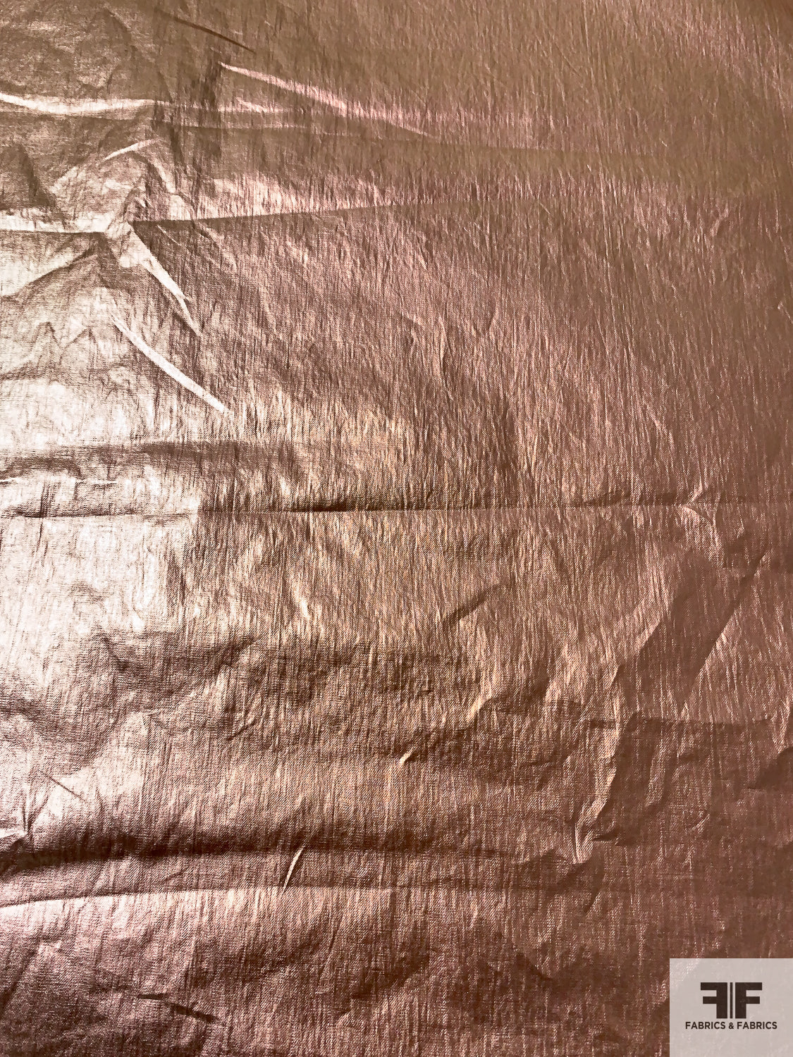 Italian Foil Printed Linen with Faux Leather Finish - Rose Gold