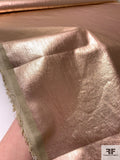 Italian Foil Printed Linen with Faux Leather Finish - Rose Gold