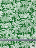 Italian Lela Rose Leaf and Floral Toile Printed Cotton Lawn - Green / White