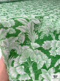 Italian Lela Rose Leaf and Floral Toile Printed Cotton Lawn - Green / White