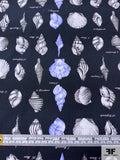 Italian Lela Rose Seashells Encyclopedia Printed Cotton Lawn - Navy / Off-White / Black / Grey