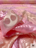 Large-Scale Floral Printed Satin Burnout Silk Chiffon - Pink / Champagne