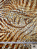 Ombré Animal Pattern Printed Silk Charmeuse - Gold / Caramel / Brown / Sky Blue