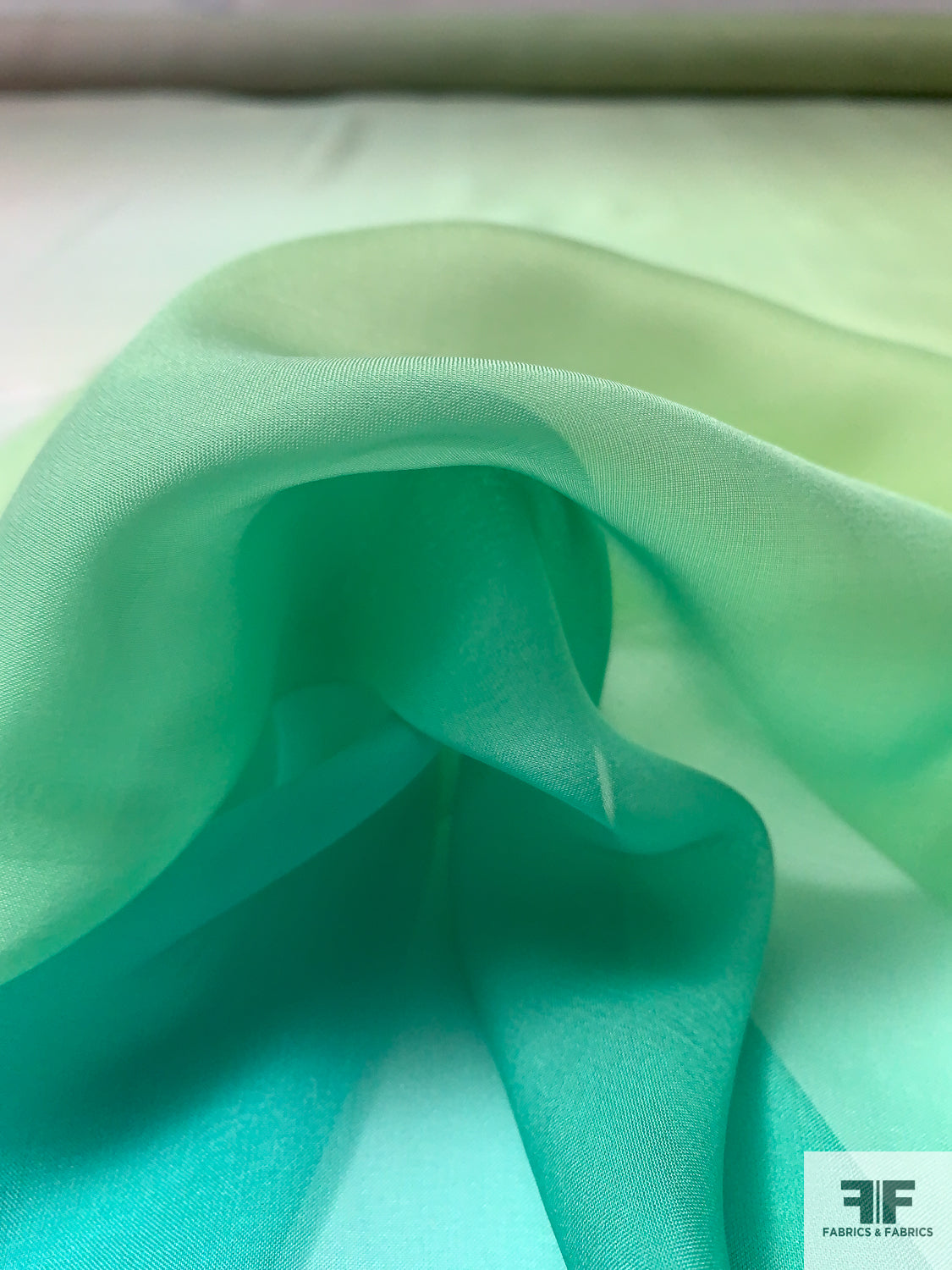 French Ombré Printed Silk Chiffon - Lime / Green / Dusty Rose / Blue