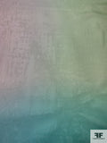 French Ombré Printed Silk Chiffon Panel - Lime / Green / Dusty Rose / Blue
