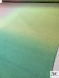 French Ombré Printed Silk Chiffon Panel - Lime / Green / Dusty Rose / Blue