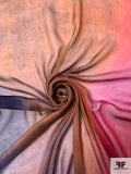 French Ombré Tie-Dye Printed Silk Chiffon - Purple / Orange / Magnenta