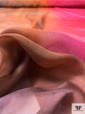 French Ombré Tie-Dye Printed Silk Chiffon - Purple / Orange / Magnenta