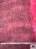 French Ombré Tie-Dye Printed Silk Chiffon - Strawberry Red / Burgundy / Eggplant