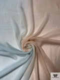 French Ombré Printed Silk Chiffon - Icy Sky Blue / Tan