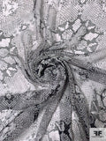 Snakeskin Medallion Printed Silk Chiffon - Black / Off-White / Grey