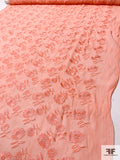 Floral Embroidered Crinkled Silk Chiffon - Salmon Orange