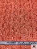 Floral Embroidered Eyelet Silk Chiffon - Chinese Orange