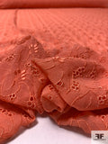 Floral Embroidered Eyelet Silk Chiffon - Chinese Orange