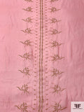 Exotic Center Vine Striped Lurex Embroidered Silk Chiffon - Pink / Gold