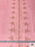 Exotic Center Vine Striped Lurex Embroidered Silk Chiffon - Pink / Gold