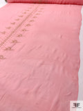 Exotic Center Vine Striped Lurex Embroidered Silk Chiffon - Pink / Gold