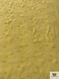 Floral Stalks Embroidered Silk Crepe de Chine - Titanium Yellow / Off-White