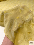 Floral Stalks Embroidered Silk Crepe de Chine - Titanium Yellow / Off-White
