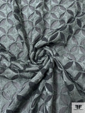 Circular Geometric Heavily Embroidered Silk Chiffon - Slate Grey / Grey