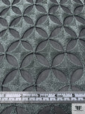 Circular Geometric Heavily Embroidered Silk Chiffon - Slate Grey / Grey