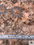 Floral Embroidered Hazy Printed Silk Charmeuse - Smokey Nude / Smokey Grey / Nude / Brown