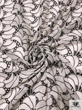 Leaf Embroidered Eyelet Silk Chiffon - Black / White