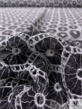 Honeycomb Medallion Embroidered Eyelet Silk Chiffon - Black / White